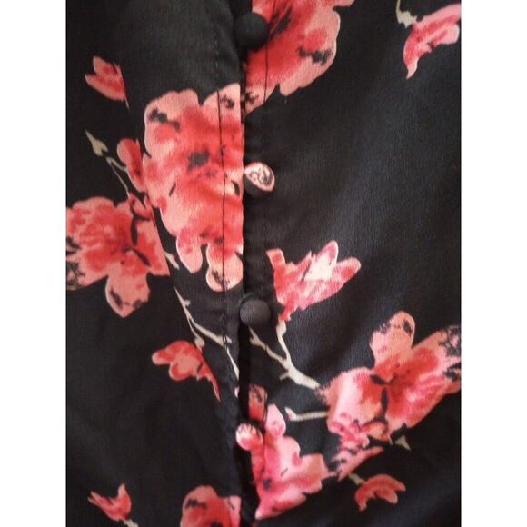 Missguided Plus Maxi Dress Sz 12 NWT Floral Black Pink Button Front - Picture 5 of 8